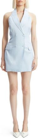 Bardot Freya Halter Blazer Linen Minidress in Soft Blue at Nordstrom, Size 12