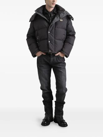 Dolce & Gabbana Mens Slate Nylon Blend Down Jacket - Black - Size EU 48 (Mens)