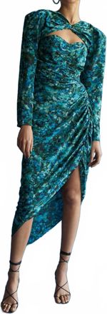 AIIFOS Samantha Silk Skirt In Splatter Print Teal