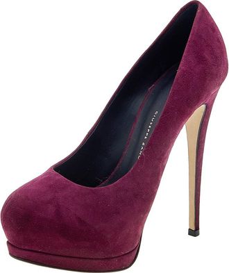 Giuseppe Zanotti Burgundy Suede Platform Pumps