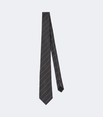 Saint Laurent Corbata de sarga de seda en jacquard a rayas