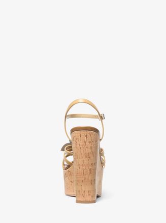 Michael Kors Jacie Floral Embellished Leather Wedge Sandal