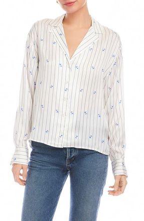 Fifteen Twenty Lynette Print Shirt in Cream/Blue at Nordstrom, Size X-Small