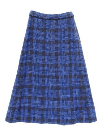 Chanel 1986-1988 tweed midi-rok met knoop - Blauw