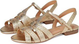Vince Camuto Chaya Studded Gladiator Flat Sandals Womens Sandals Egyptian Gold : 6.5 M, Leather