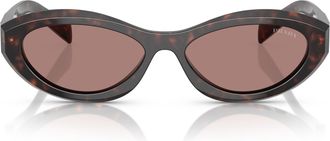 Prada 0pr 26zs Elongated Oval Tortoiseshell Acetate Sunglasses
