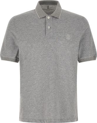 Brunello Cucinelli Gray Cotton Polo Mens Shirt