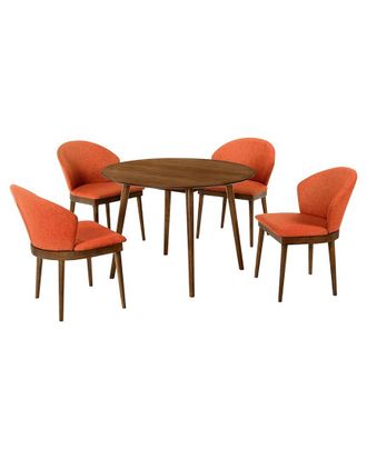 Armen Living Arcadia And Juno 42In Round Wood 5Pc Dining Set