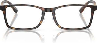 Emporio Armani 55mm Pillow Optical Glasses in Shiny Havana /Demo Lens at Nordstrom