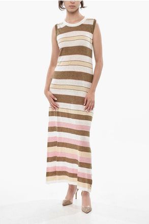 Woolrich Long Sleeveless Striped Linen Dress size Xs