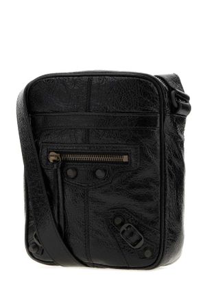 Balenciaga Mens Black Leather Le City Crossbody Bag Borse A Tracolla