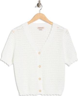 Nanette Lepore Short Sleeve Open Stitch Cardigan in Brilliant White at Nordstrom Rack, Size X-Large