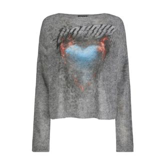 Dondup Oversized Crew-Neck Jumper - Dames - Ronde hals truien - Grijs - L - Truien & Vesten