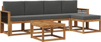 vidaXL Conjunto De Sof&aacute;s De Exterior 6 Uds. Natural Y Antracita Vidaxl
