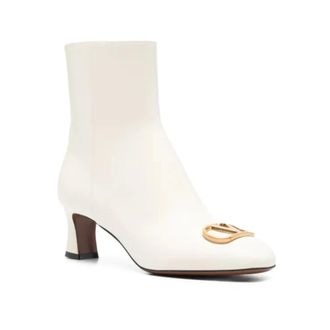 Valentino Garavani Heeled Boots, female, White, Size: 9 1/2 US VLogo Signature Ankle Boot