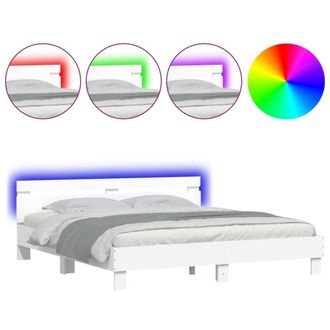Berkfield Home Bed Frame with LED without Mattress White 180x200 cm Super King