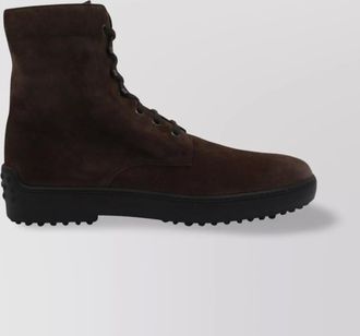 Tod's suede ankle boots with round toe and rubber sole