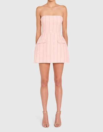Amanda Uprichard Strapless Bethany Romper In Mochi