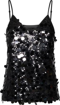 Silvian Heach Top versierd met lichtgevende applicaties - Dames - Tops zonder mouwen - Zwart - XS - Tops
