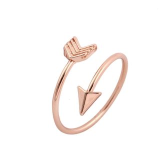 Generic Stainless Steel Ring For Men Fashionable Opening Jewelry Adjustable Couple Copper Ring Gift arrowhead Rings Silver Band (Rose Gold, One Size)