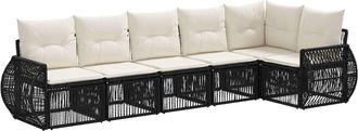 vidaXL Conjunto De Sof&aacute;s De Jard&iacute;n 6 Uds. Negro Y Blanco Crema Vidaxl