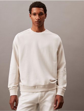 Calvin Klein Mens Luxe Terry Crewneck Sweatshirt - White - 2XL