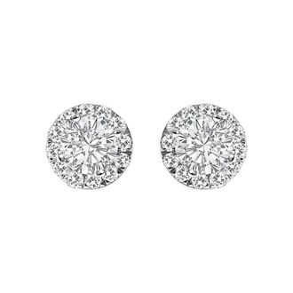 House of Brilliance 14K White Gold 1/2 Cttw Lab-Grown Diamond Halo Stud Earring (F-G Color, VS1-VS2 Clarity)