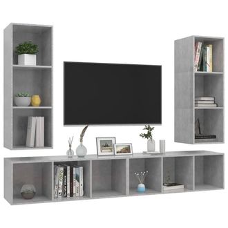 Berkfield Home Practical Wall-mounted TV Cabinets 4 pcs Concrete Grey Engineered Wood