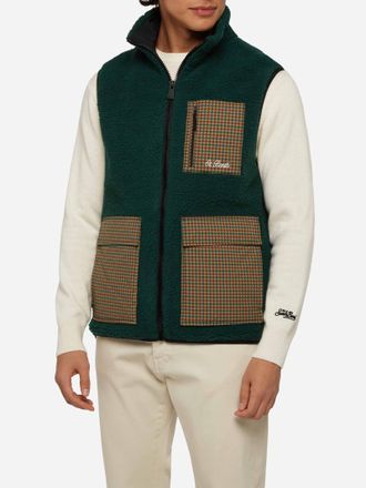 MC2 Saint Barth Man Teddy Vest Wanaka With Pied De Poul Print