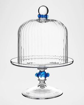 Juliska Nell Ruffle Petite Cake Dome & Stand, Chambray