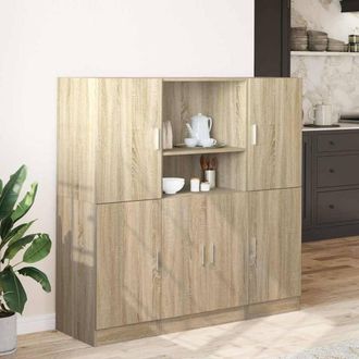 Berkfield Home Durable 3 Piece Kitchen Cabinet Set Sonoma Oak Engineered Wood in Light Oak