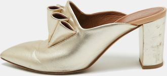 Malone Souliers Gold Leather Block Heel Mules