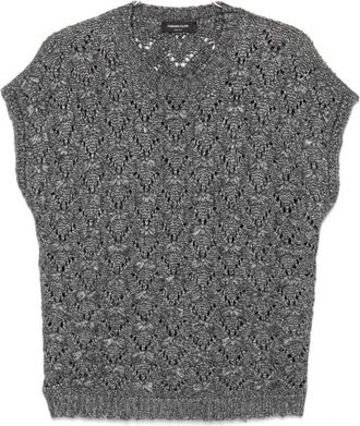 Fabiana Filippi Truien - Dames - Ronde hals truien - Grijs - XS - Nylon - Truien & Vesten
