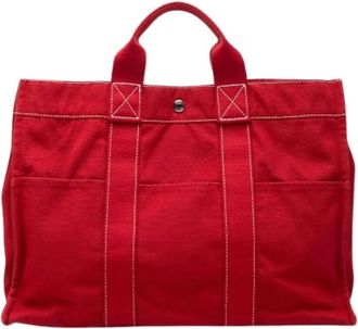 Herm&egrave;s Pre-owned Tote Bags, female, Red, Size: ONE SIZE Pre-owned Sac Deauville MM Tote Bag