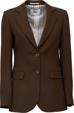 Ql2 Quelledue Blanche Brown Wool Two-Button Blazer