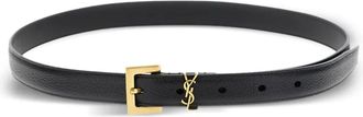 Saint Laurent Cassandre grained-leather belt - Black