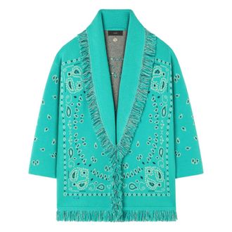Alanui Bandana Jacquard Cardigan - female - Alanui - Cardigans - Blue - XS - Knitwear