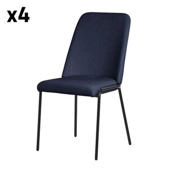 ML Design Set de 4 Sillas de comedor azul oscuro poli&eacute;ster con patas de metal