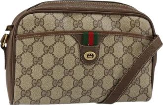 Gucci Pre-owned Vintage Leren Crossbody Tas - Dames - Vintage Schoudertas - Beige - ONE Size - Leer - Vintage