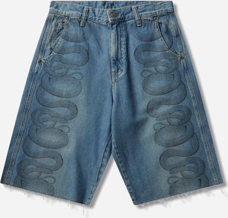 Hysteric Glamour Men s Snake Loop Denim Shorts Indigo
