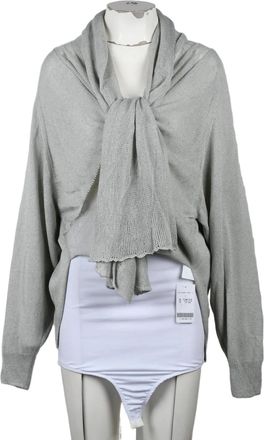 Yohji Yamamoto Light Grey Relaxed Fit Open Rayon-Blend Cardigan