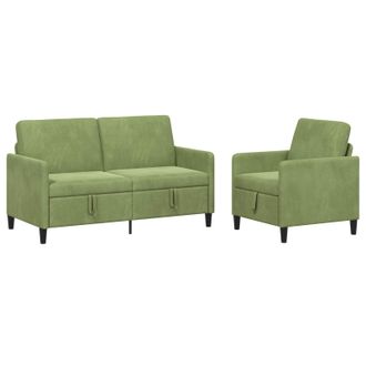 vidaXL Set Di Divani Con Storage 2 Pz Verde Chiaro Poliestere Vidaxl
