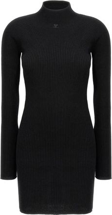 Courr&egrave;ges Katoenen Mini Jurk - Dames - Kleedjes - Zwart - XS - Katoen - Kleedjes