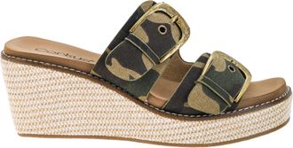Corkys Footwear Womens Manifest Buckle Wedge Sandals In Camo