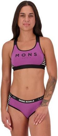 Mons Royale Stella X-Back Sports Bra - Womens in Purple Bolt/mr Stripe at Nordstrom, Size X-Small