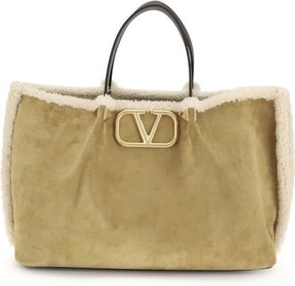 Valentino Garavani Suede And Sheepskin Medium Tote Bag