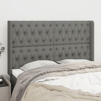 vidaXL Cabecero Con Orejas De Tela Gris Oscuro 147x16x118/128 Cm Vidaxl