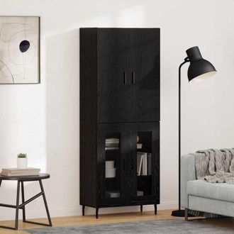 vidaXL vidaXL Credenza 2 pcs Rovere artigianale Legno Stratificato e Vetro