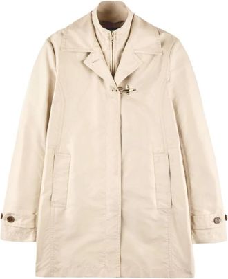 Fay Beige Jas met Haaksluiting - Dames - Zomerjassen - Beige - M - Polyester - Jassen