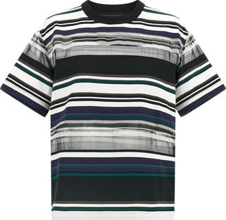sacai Horizontaal gestreept T-shirt - Dames - T-shirts - Veelkleurig - M - Katoen - Tops